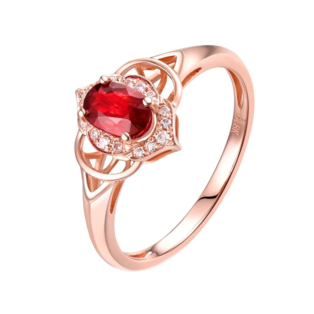 Size 4 Rings for Women, Ruby Ring for Women 18K Rose Gold